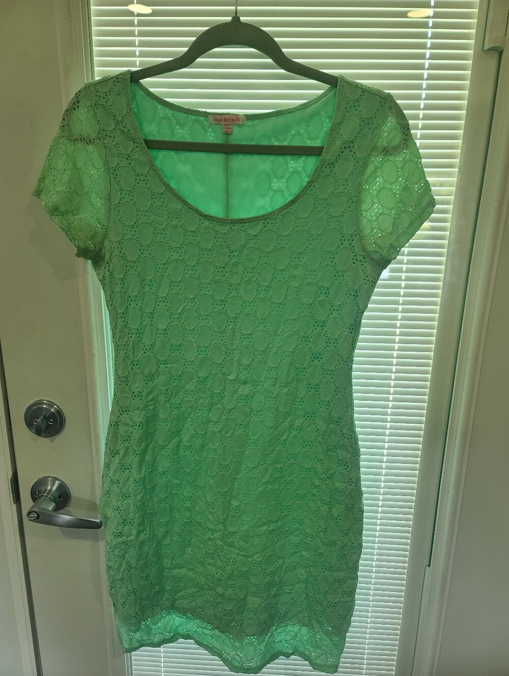 Isaac Mizarhi Women's Mint Lace Scoop-Neck Dress